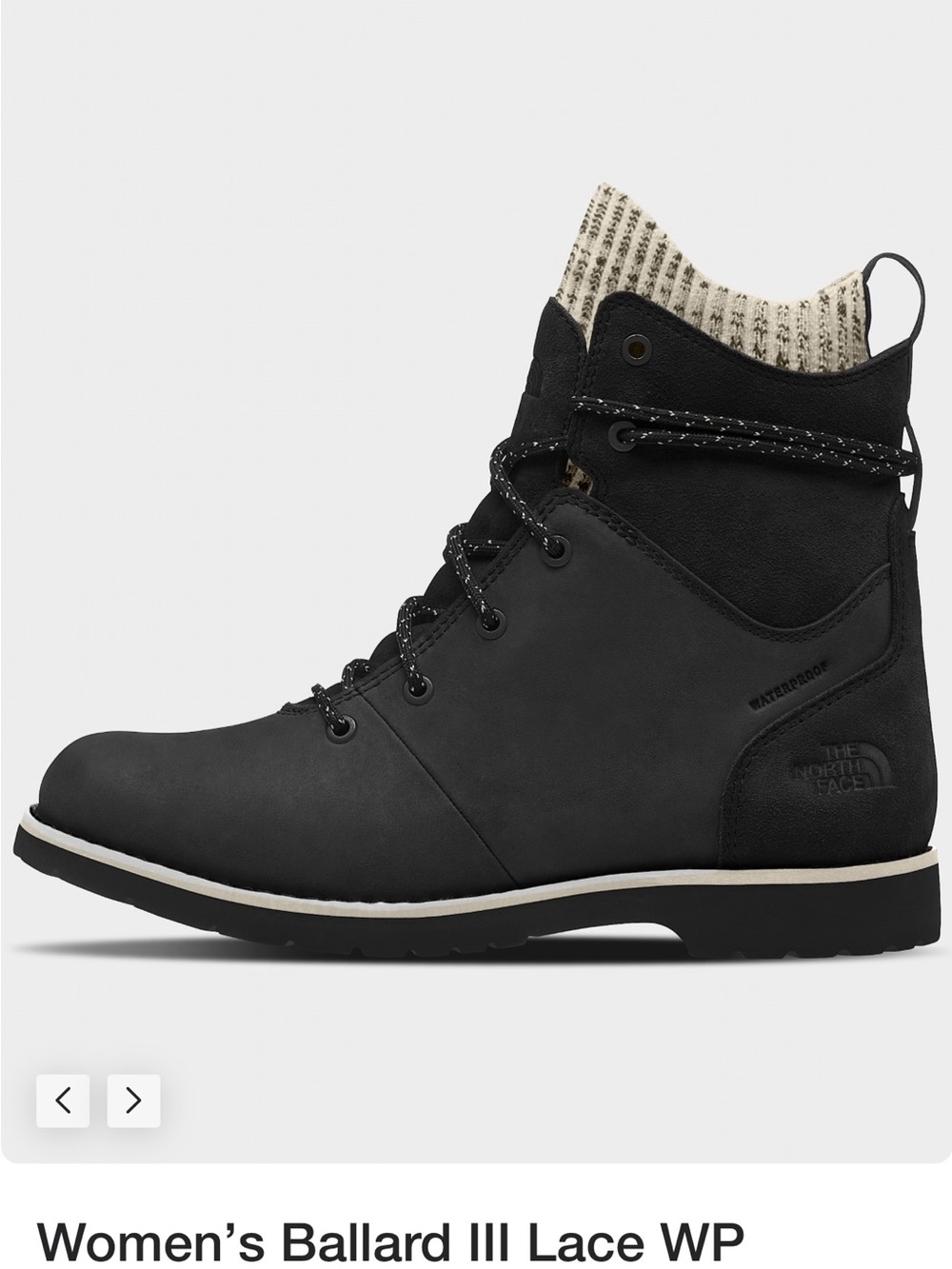 The North Face Women's Ballard III Lace WP Boot - Black with Cream Collar